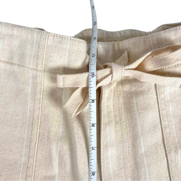 J. Crew Tie Waist Cream Denim Stripe High Rise  Camp Pant women’s Size Medium - Picture 8 of 12
